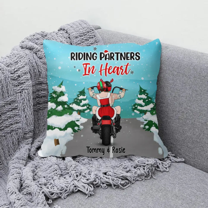 Personalized Pillow, Christmas Motorcycle Couple, Christmas Gift For Motorcycle Lovers