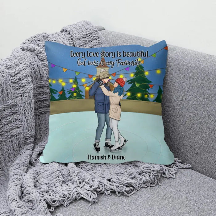 Personalized Pillow, Ice Skating Partners for Life, Gift for Ice Skating Couple