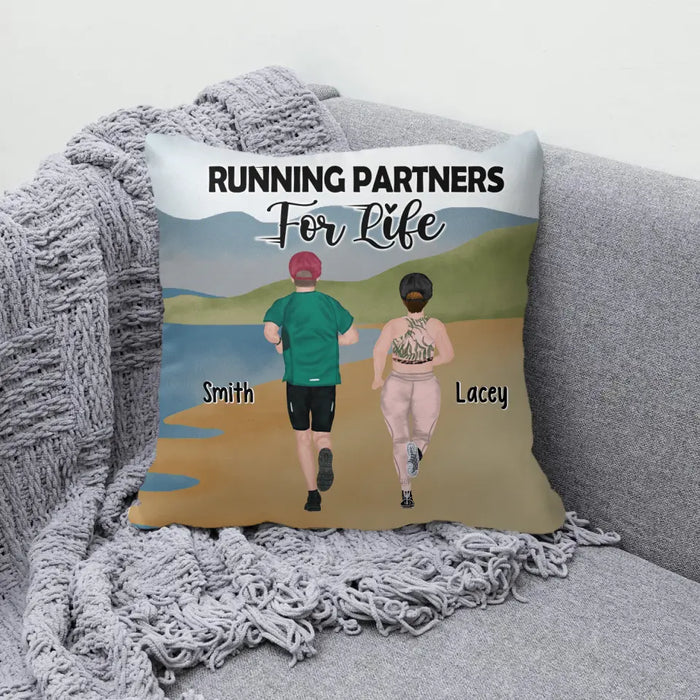 Personalized Pillow, Running Partners For Life, Gift For Running Couple And Friends