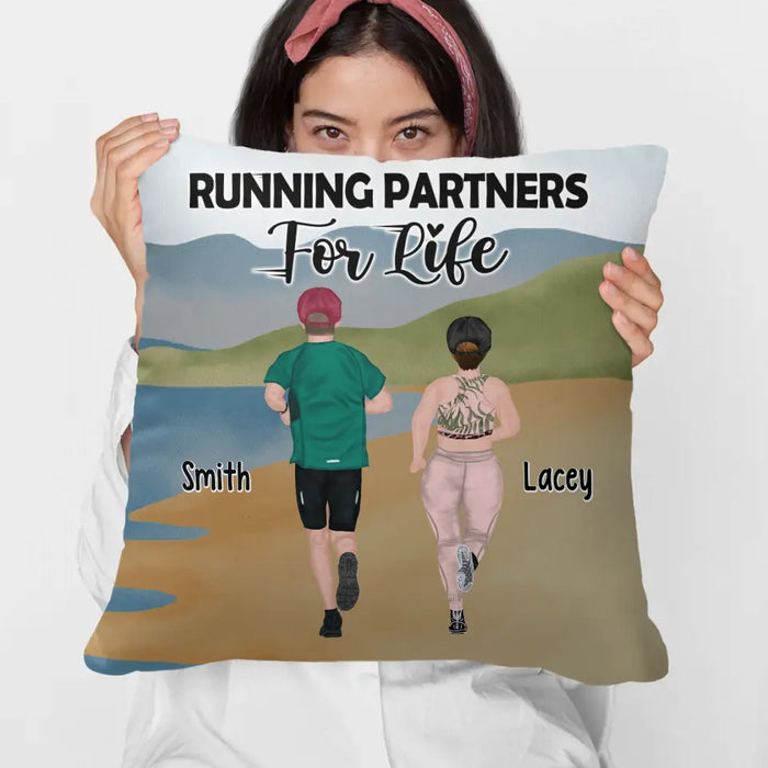 Personalized Pillow, Running Partners For Life, Gift For Running Couple And Friends