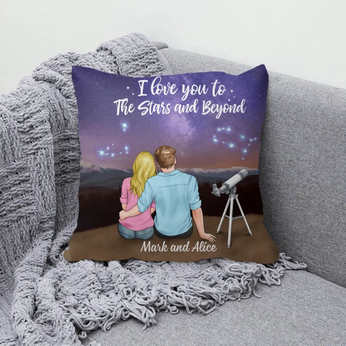 Couple With Zodiac Signs - Personalized Pillow For Couples, For Astronomy Lovers