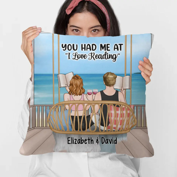 Reading Book On Swing - Personalized Pillow For Couples, For Friends, Book