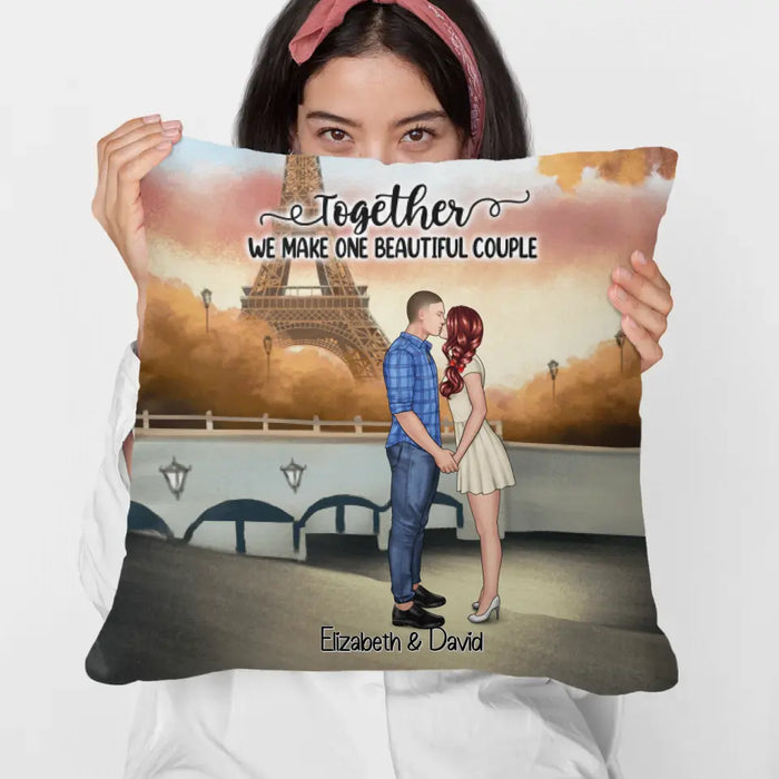 Eiffel Tower Beautiful Couple - Personalized Pillow For Couples, Valentine's Day