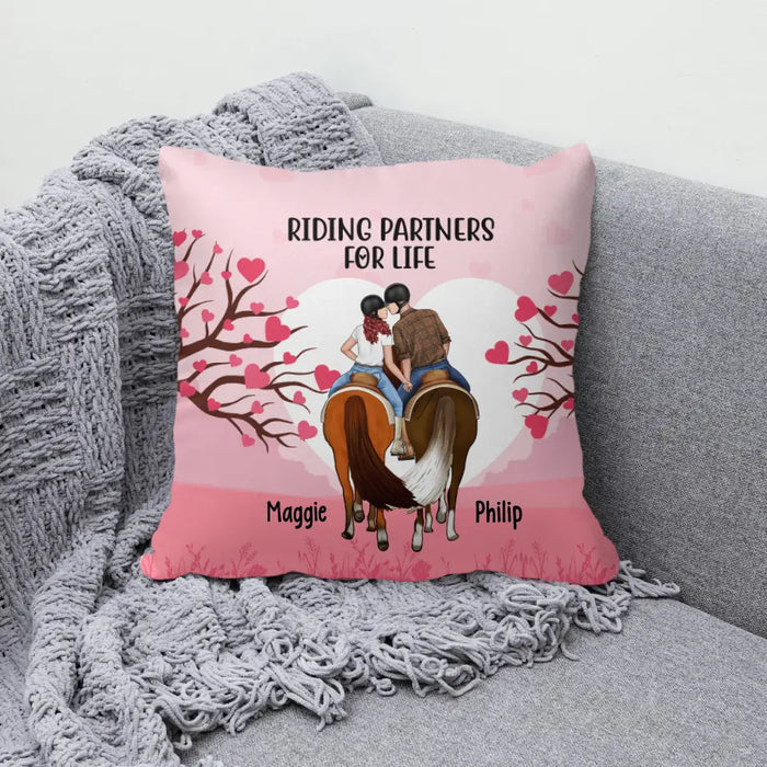 Riding Partners For Life- Personalized Pillow For Couples, Horseback Riding, Horse Lovers