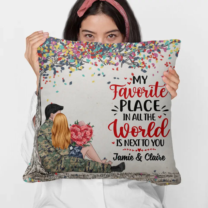 My Favorite Place In All The World - Personalized Pillow For Couples, Him, Her, Military