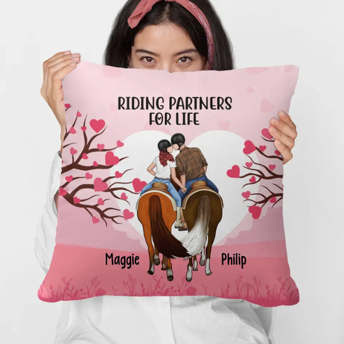 Riding Partners For Life- Personalized Pillow For Couples, Horseback Riding, Horse Lovers