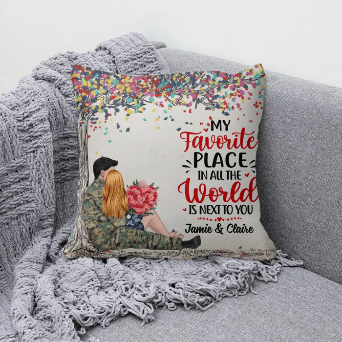 My Favorite Place In All The World - Personalized Pillow For Couples, Him, Her, Military