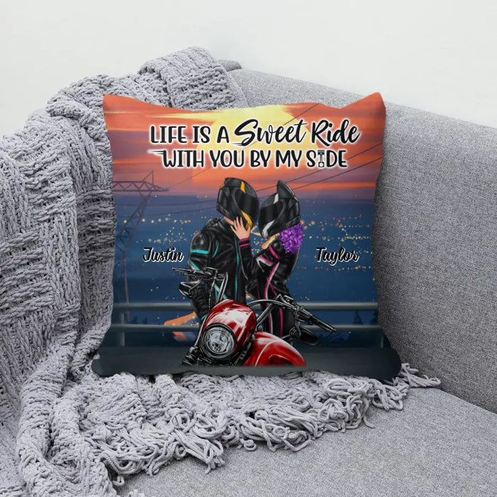 Life Is A Sweet Ride - Personalized Pillow For Couples, Him, Her, Motorcycle Lovers