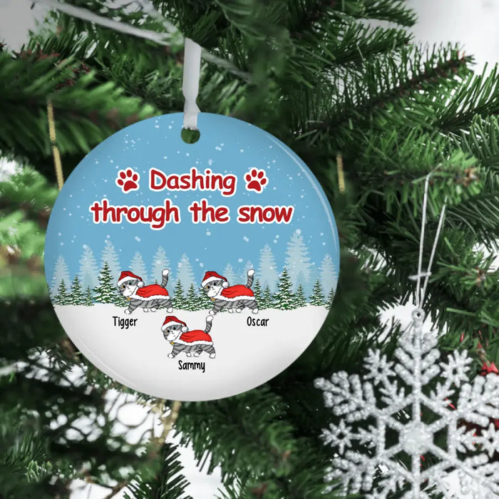 Dashing Through The Snow - Personalized Christmas Gifts Funny Cats, Custom Ornament for Cat Lovers