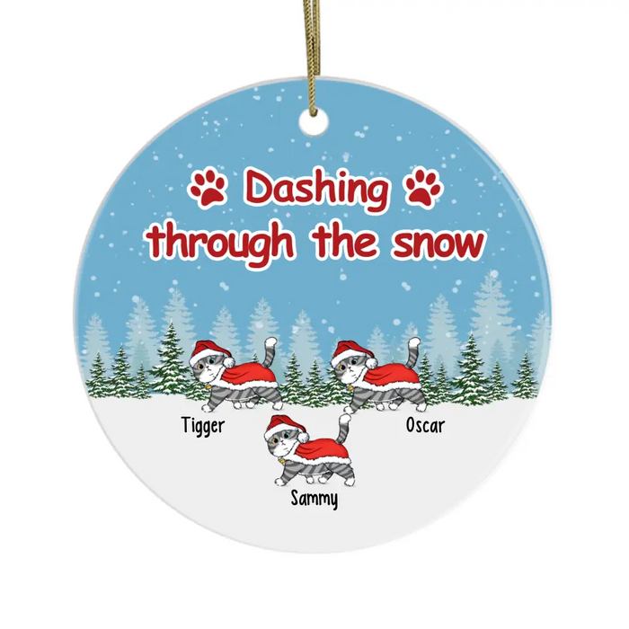 Dashing Through The Snow - Personalized Christmas Gifts Funny Cats, Custom Ornament for Cat Lovers