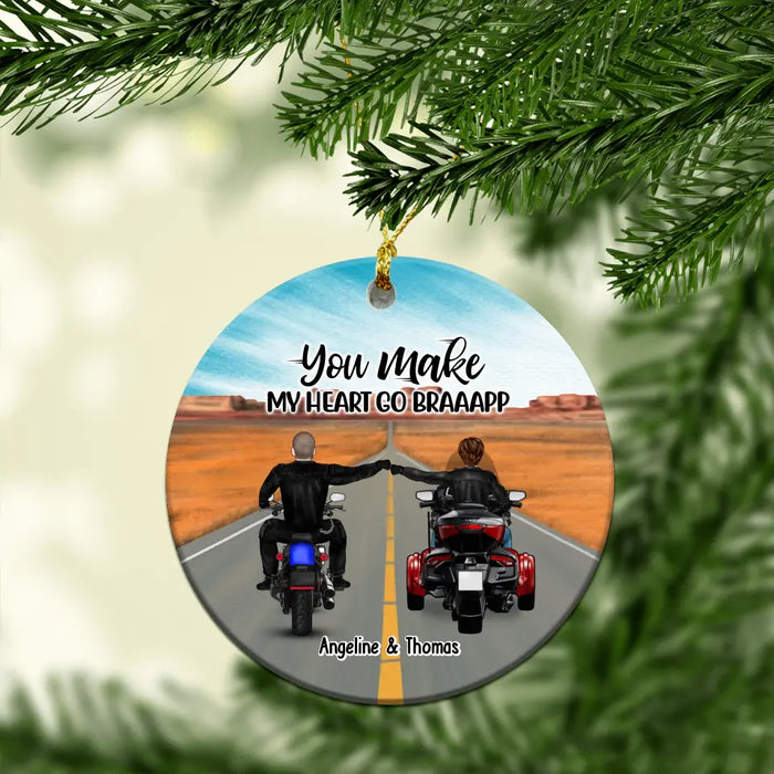 You Make My Heart Go Braaap - Personalized Gifts Custom Motorcycle Ornament For Biker Couples, Motorcycle Lovers