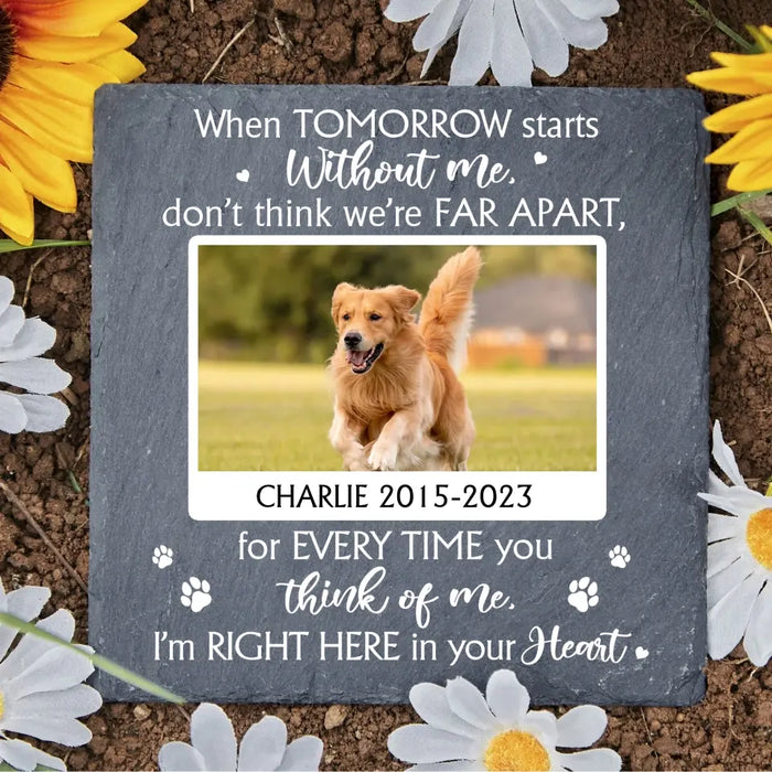 When Tomorrow Starts Without Me, Don't Think We're Far Apart - Personalized Garden Stone, Pet Loss Memorial Sympathy Gifts