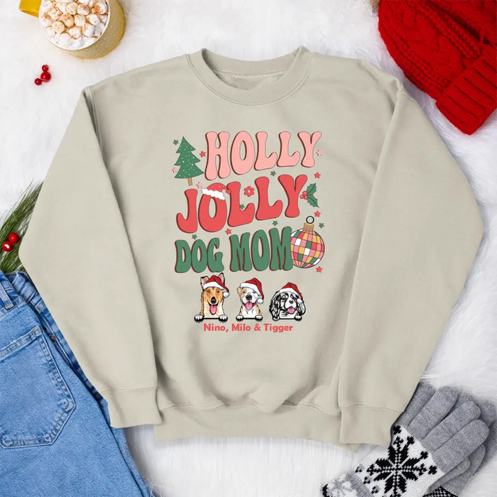 Holly Jolly Dog Mom- Personalized Christmas Gifts Custom Shirt for Dog Mom, Dog Lovers - GearLit