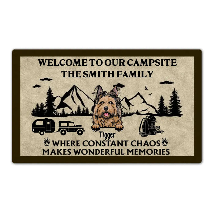 Welcome to Our Campsite The Family - Personalized Gifts Custom Doormat for Family, Dog Lovers