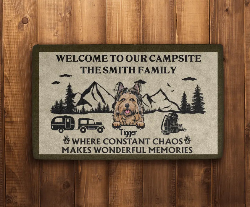 Welcome to Our Campsite The Family - Personalized Gifts Custom Doormat for Family, Dog Lovers