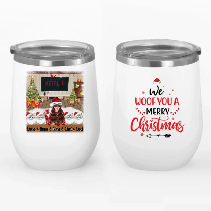 Personalized Wine Tumbler, We Woof You A Merry Christmas, Christmas Gift For Cat Lovers