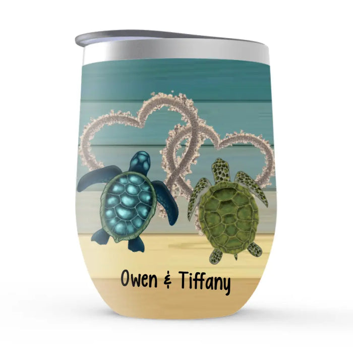Personalized Wine Tumbler, Sea Turtle Couple, Gifts For Sea Turtle Lovers, Gifts For Couple