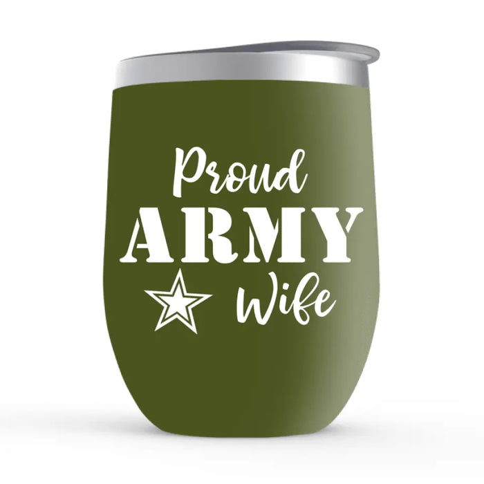 Personalized Wine Tumbler - US Military Rank All Branches Gift For People In The Military