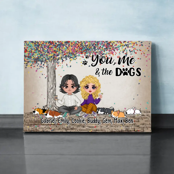 You, Me, and the Cats - Personalized Gifts Custom Canvas for Dog Mom and Dog Dad