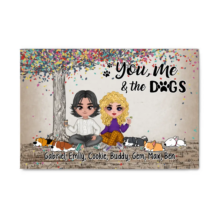 You, Me, and the Cats - Personalized Gifts Custom Canvas for Dog Mom and Dog Dad