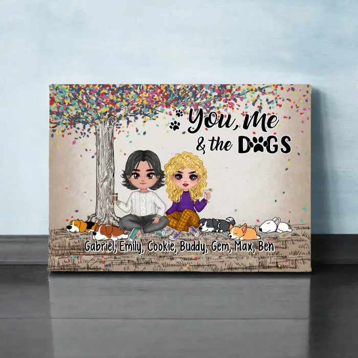 You, Me, and the Cats - Personalized Gifts Custom Canvas for Dog Mom and Dog Dad