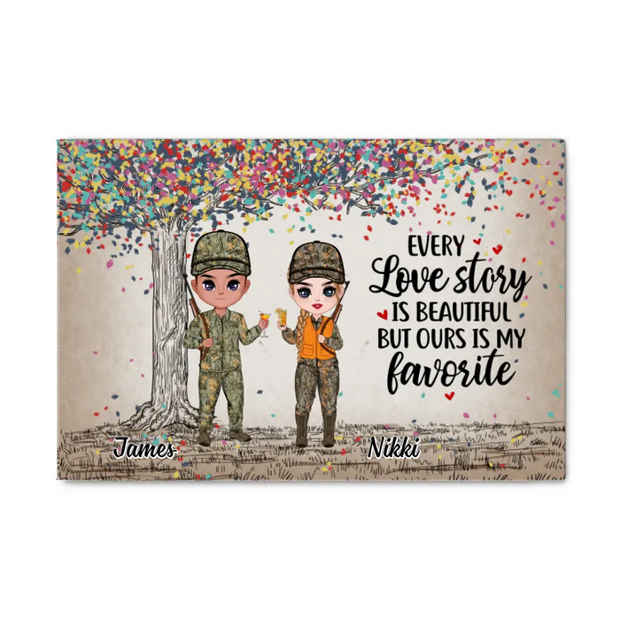 Every Love Story Is Beautiful - Personalized Canvas For Couples, Him, Her, Hunting