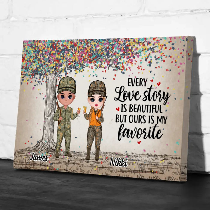 Every Love Story Is Beautiful - Personalized Canvas For Couples, Him, Her, Hunting