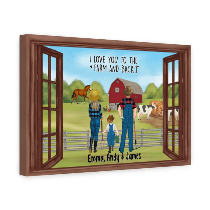 Farming Couple With Kids - Personalized Canvas For The Family, Her, Him, Farmer