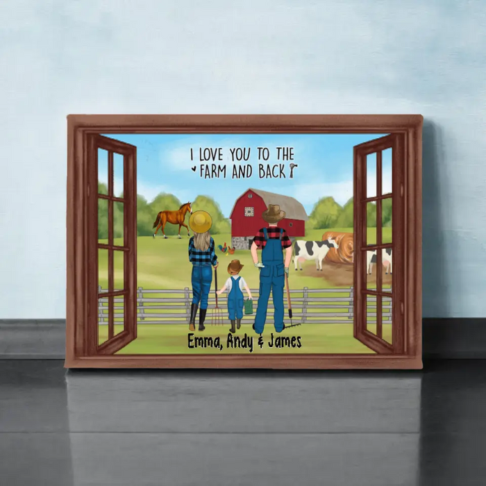 Farming Couple With Kids - Personalized Canvas For The Family, Her, Him, Farmer