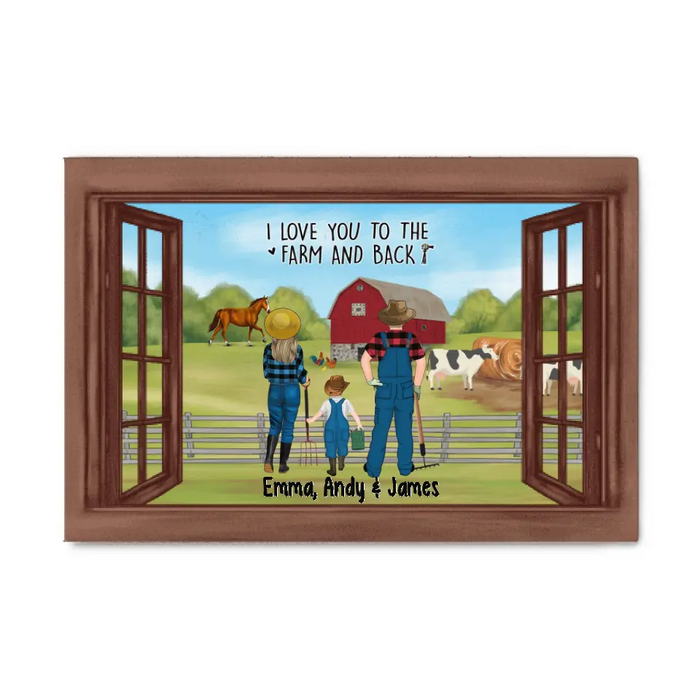 Farming Couple With Kids - Personalized Canvas For The Family, Her, Him, Farmer