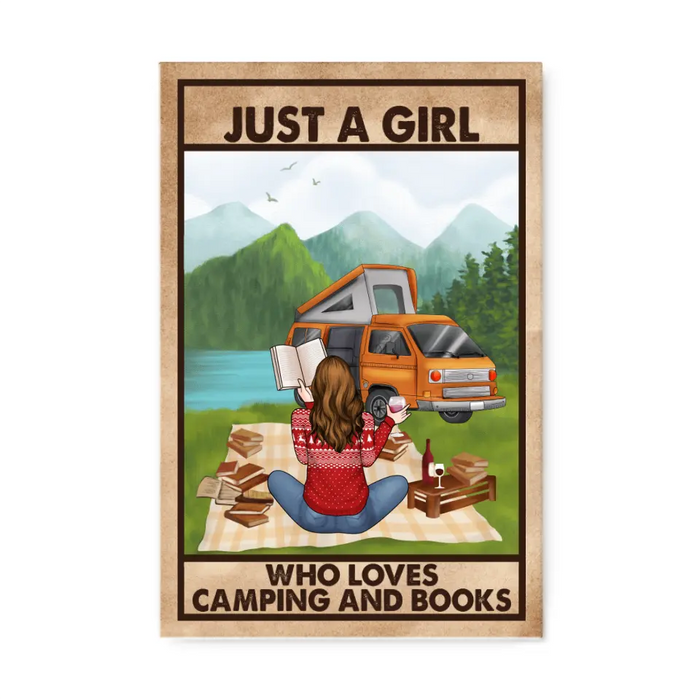 Just A Girl Who Loves Camping And Books - Personalized Canvas For Her, Camping, Book