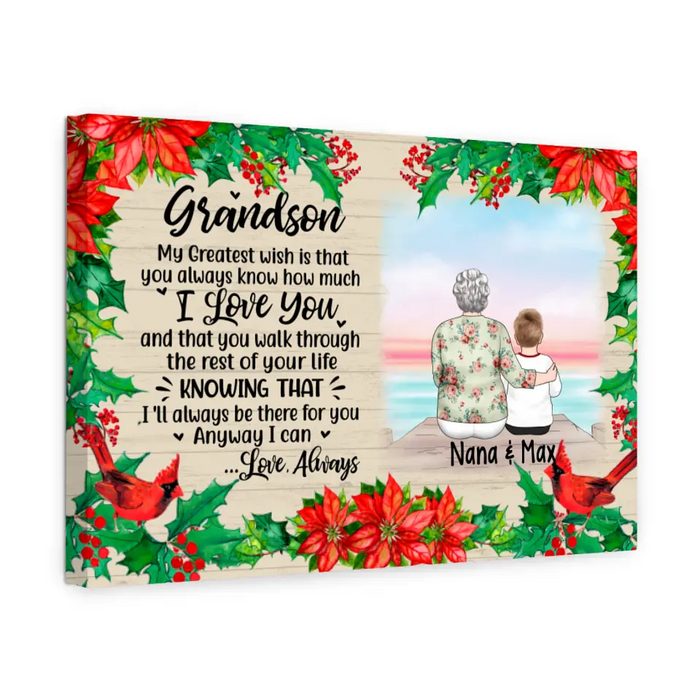Personalized Canvas, To My Grandson, Christmas Gift For Grandson