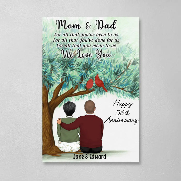 Personalized Canvas, Anniversary Gift for Parents, Wedding Anniversary Gift