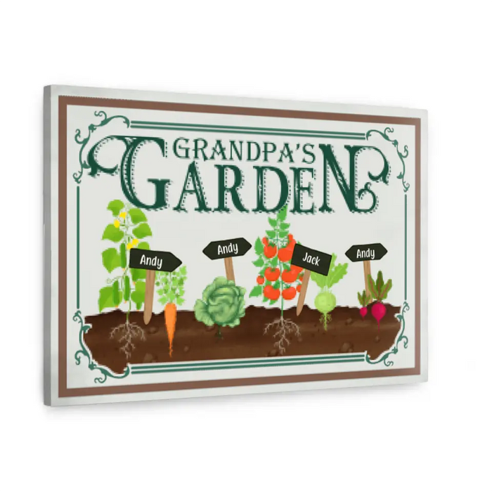 Grandpa's Garden - Personalized Gifts for Gardeners - Custom Canvas for Family and Dad