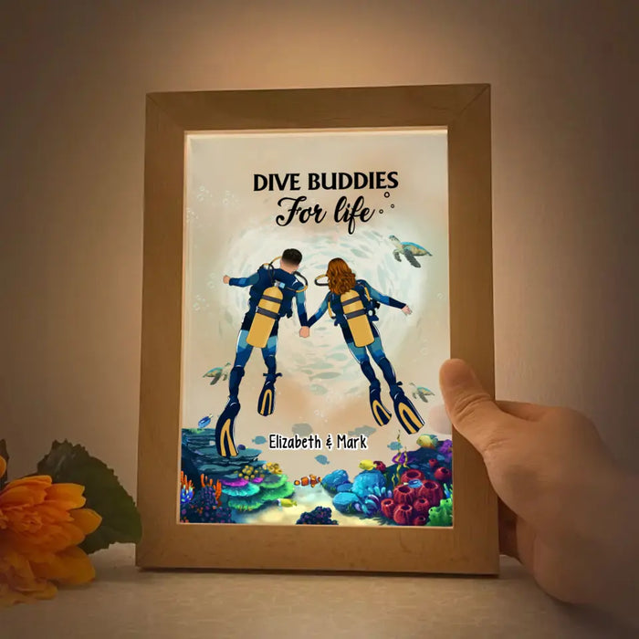 Dive Buddies For Life - Personalized Gifts Custom Photo Frame Lamp for Couples, Scuba Diving Lovers