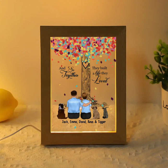 And So Together They Built A Life They Loved - Personalized Gifts Custom Frame Lamp For Firefighter, Nurse, Doctor, Police Officer, Military Couples, For Pet Lovers