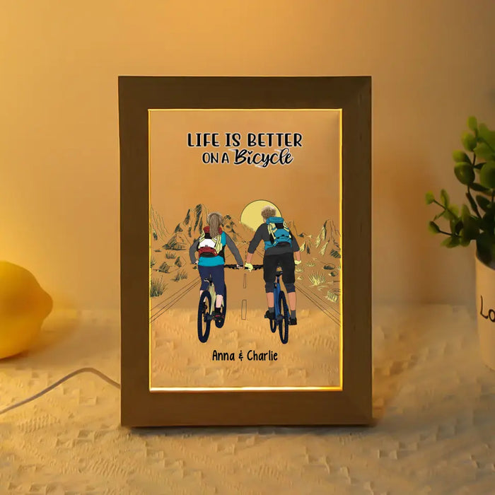 Life Is Better On A Bicycle - Personalized Gifts Custom Photo Frame Lamp for Couples, Friends, Cycling Lovers