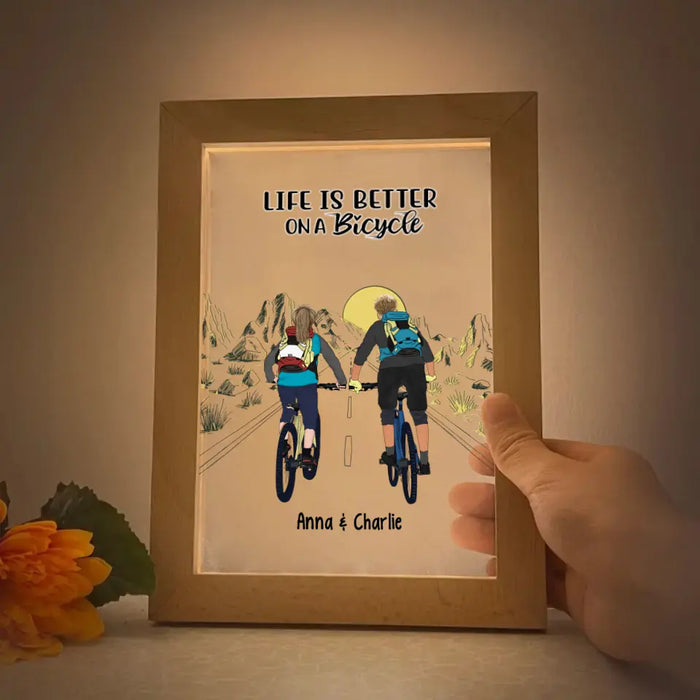 Life Is Better On A Bicycle - Personalized Gifts Custom Photo Frame Lamp for Couples, Friends, Cycling Lovers