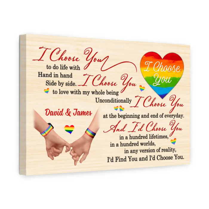 I Choose You To Do Life With - Personalized Canvas For Couples, For Him, For Her, LGBT