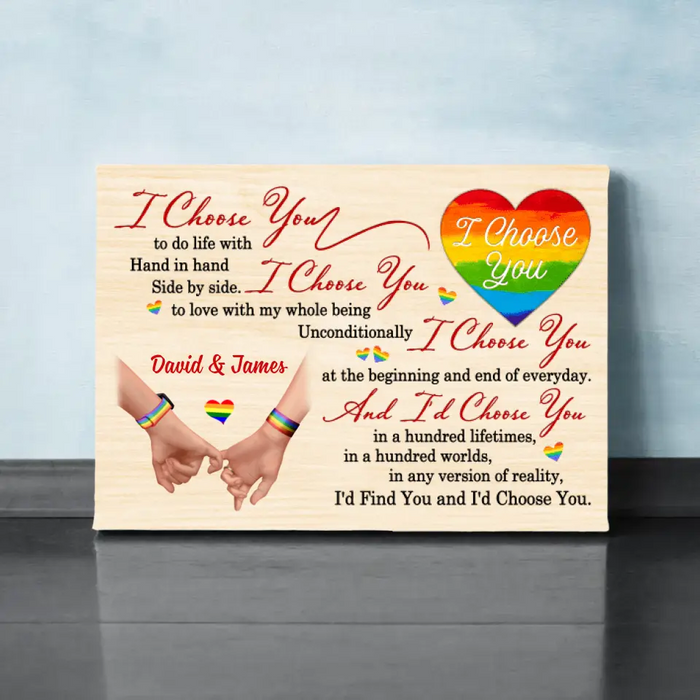 I Choose You To Do Life With - Personalized Canvas For Couples, For Him, For Her, LGBT