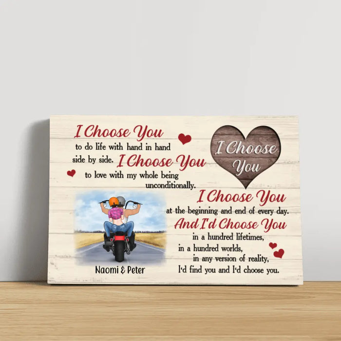 Personalized Canvas, I Choose You To Do Life With, Motorbike Couple, Gifts For Motorcycle Lovers