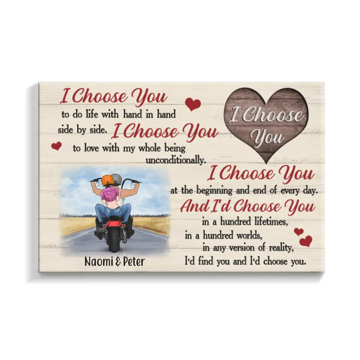 Personalized Canvas, I Choose You To Do Life With, Motorbike Couple, Gifts For Motorcycle Lovers