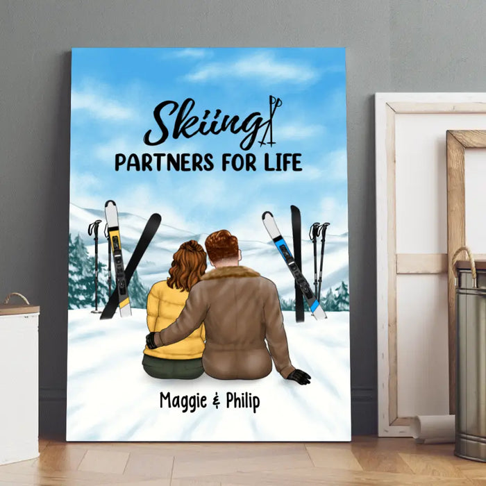 Skiing Partners For Life - Personalized Canvas For Couples, For Her, For Him, Skiing
