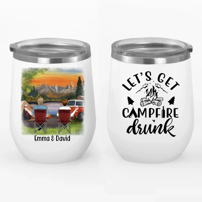 Personalized Wine Tumbler, Camping Partners - Family, Gift For Campers