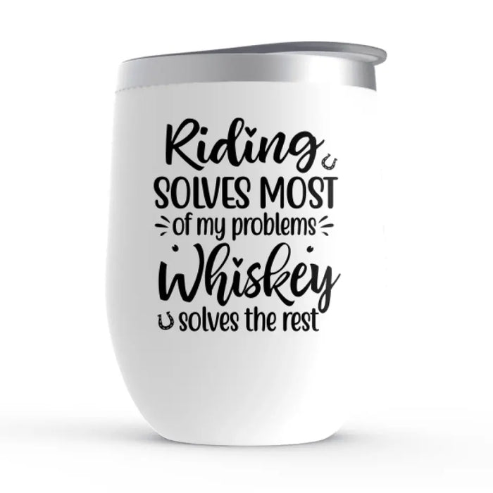 Personalized Wine Tumbler, Girls Riding and Drinking, Gift for Horse, Drinking Lovers