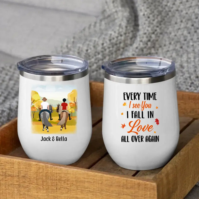 Personalized Wine Tumbler, Fall Horseback Riding Partners, Gifts For Horse Riding Lovers