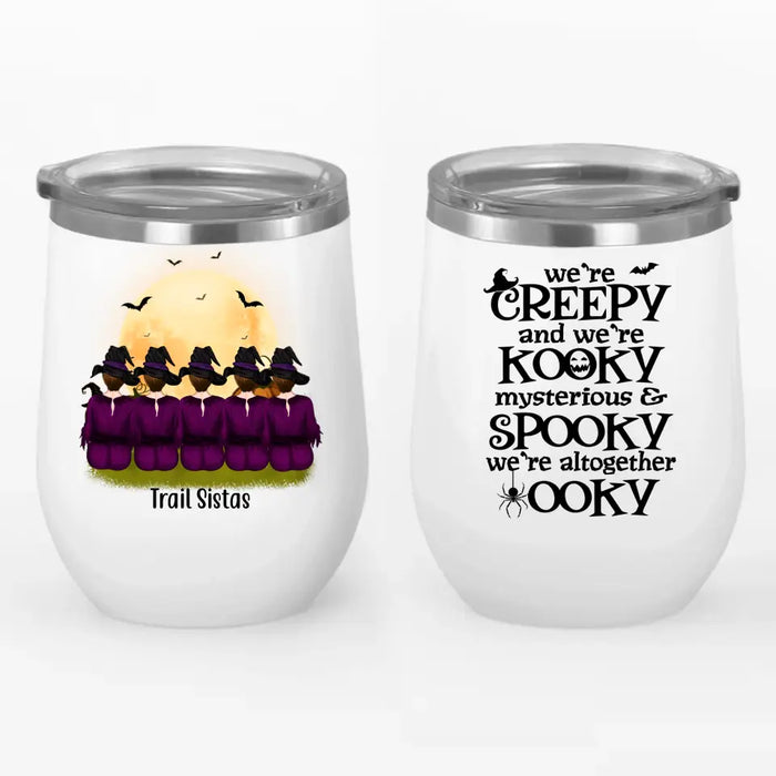 Personalized Wine Tumbler, Up To 5 Witch Besties - Sisters Of The Moon Are Sisters Forever, Gift for Halloween, Gift For Sisters, Best Friends