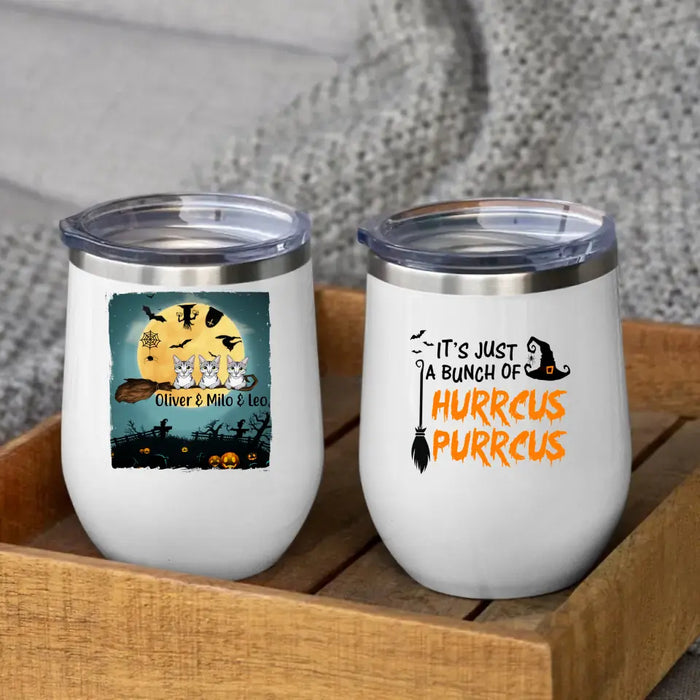 Personalized Wine Tumbler, Buckle Up Buttercup, Up To 3 Cats, Halloween Gift For Cat Lovers
