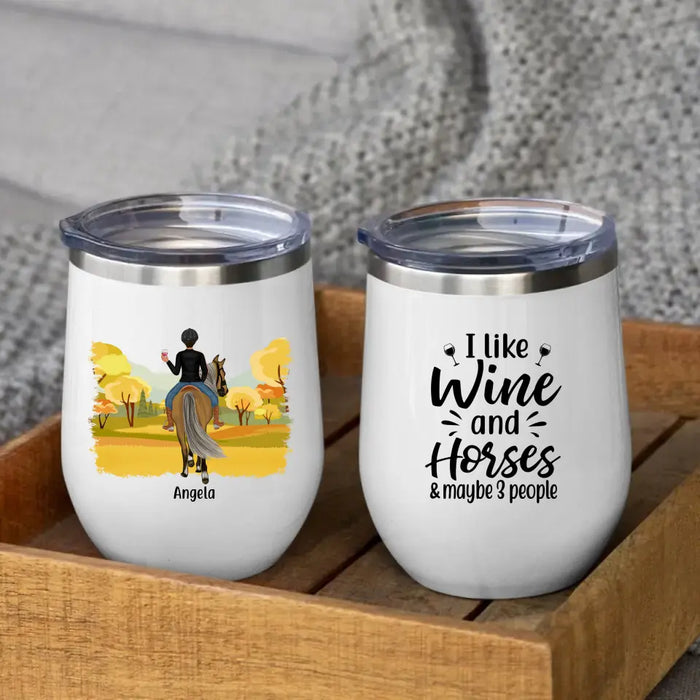 Personalized Wine Tumbler, Horse Riding And Drinking Women, Gifts For Riding Horse Lovers