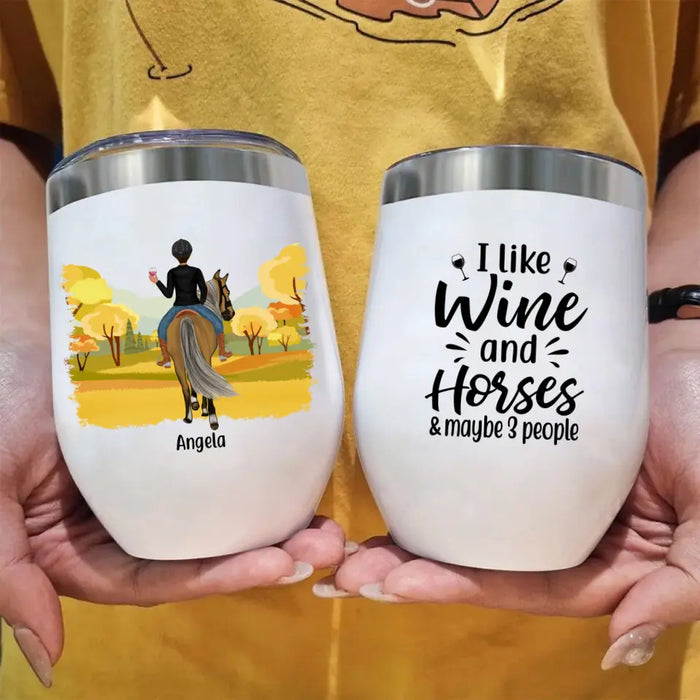 Personalized Wine Tumbler, Horse Riding And Drinking Women, Gifts For Riding Horse Lovers